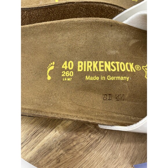 Birkenstock Madrid Sandals Womens 9 White Patent Leather Slide Made Germany - Picture 4 of 10